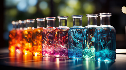 glass bottles with reflection