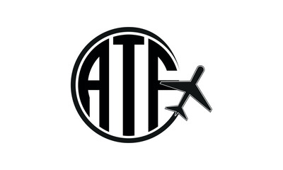 ATF three initial letter circle tour & travel agency logo design vector template. hajj Umrah agency, abstract, wordmark, business, monogram, minimalist, brand, company, flat, tourism agency, tourist - obrazy, fototapety, plakaty