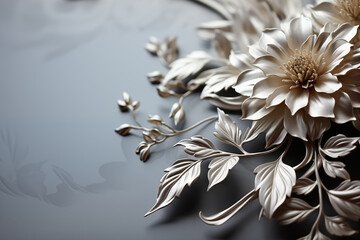 Abstract background: Vintage Floral Swirls in Silver