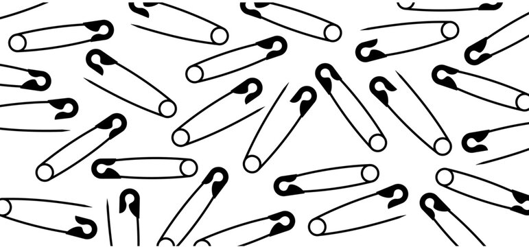 Safety pin. Opened and closed pins. pierced and clipping path sign. Vector safetypin icon. Open and close safety pins. Baby pin.