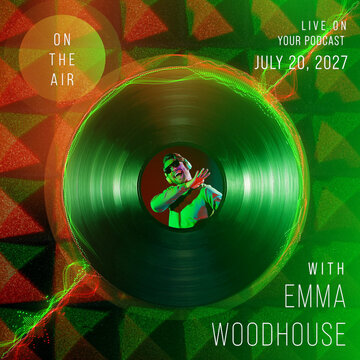 Neon Vinyl Records Round Audio Visualizer for Podcast