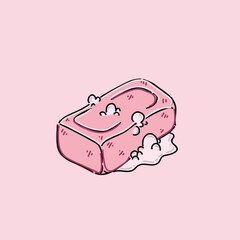 pink bar soap illustration design vector