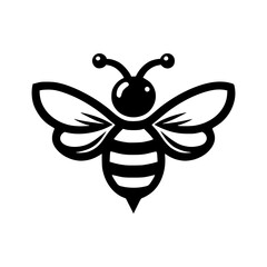 Professional black and white bee logo, suitable for a variety of industries. Minimalistic aesthetic, isolated on a white background. Silhouette icon of a wasp. simple logo of a honeybee.
