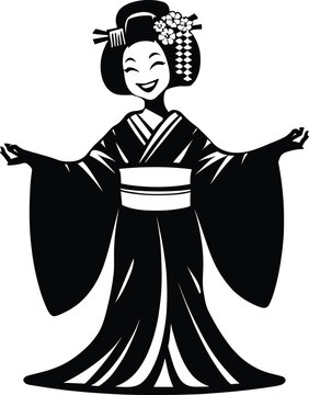Japanese Geisha  Silhouette  Illustration Vector