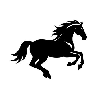 Vector logo of a running horse. black and white professional logo of a horse. can be used a logo, watermark, or emblem.