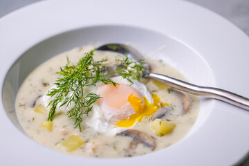 Typical czech cuisine kulajda soup