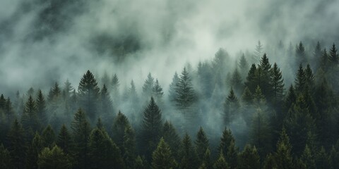 Atmospheric Forest Fog: Textured Organic Landscape and Mountain Vista Paintings