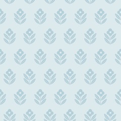 Fototapeta premium Hand drawn decorative doodle flowers seamless pattern, silhouette scandinavian simple flower texture