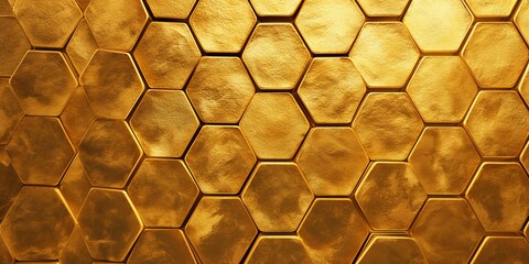 Golden Honeycomb Pattern Wallpaper Illustration
