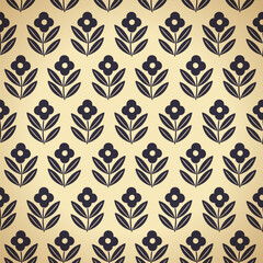 Hand drawn decorative doodle flowers seamless pattern, silhouette scandinavian simple flower texture