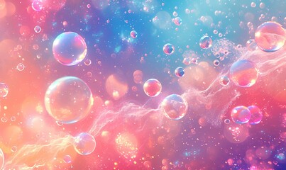 Obraz na płótnie Canvas abstract water background with bubbles in blue and pink colors, macro