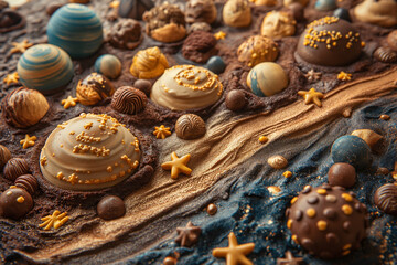 Obraz na płótnie Canvas Cosmic scene made entirely of chocolate background