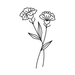 black and white flower pictures Simple pattern for children's coloring.