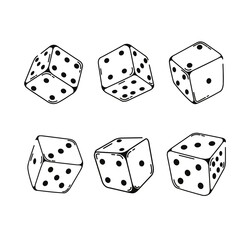 cartoon pictures Polyhedral dice on white background