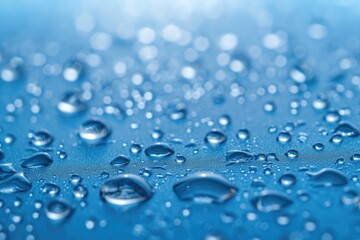 Close-Up Water Droplets: A Vibrant Blue Background with Copy Space