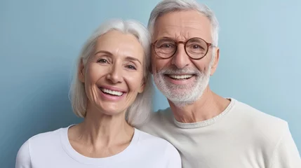 Ingelijste posters Tandarts Dental Care. mouth senior or adult, Healthy Smile Elderly show beautiful of teeth, confident in orthodontics, advertising, white teeth, online plating, dentures, dental implants,  © pinkrabbit
