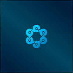 Letter O logo design combine with dot, connection, molecule, connection concept.