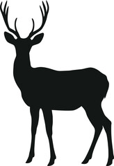 Silhouette deer full body black color only