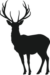 Fototapeta premium Silhouette deer full body black color only
