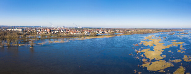 flooding River, Aerial View, River Landscape, Panorama, Germany, Poland, Border, Europe