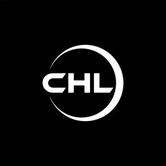 CHL letter logo design with black background in illustrator, cube logo, vector logo, modern alphabet font overlap style. calligraphy designs for logo, Poster, Invitation, etc.