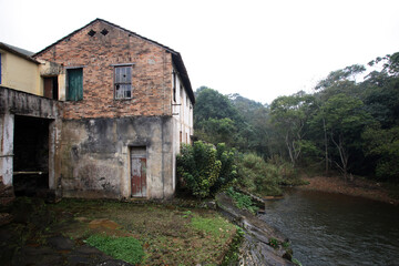 Fototapeta na wymiar Bucolic scene in the district of Mantiqueira in the interior of the state of Minas Gerais