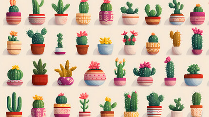 Playful Repeating Cactus Pattern