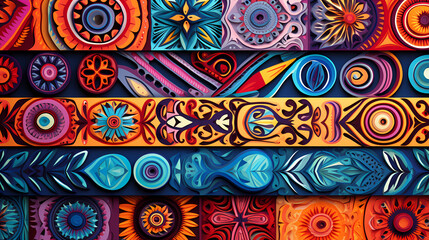 Cultural Mosaic: Diverse Pattern of Colors and Shapes