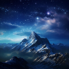 A night sky filled with stars over a mountain range.