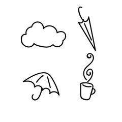 rain weather icon pack line art vector design illustration