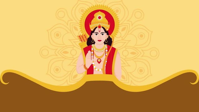 Lord Ram mandir , Ram mandir ayodhya, Shri Ram Janmbhoomi, Hindu God Ram, background animation, 4K video, Landscape video