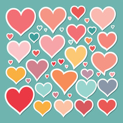 Heart shapes icon set pattern design