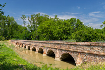 Fototapeta na wymiar Portz Insel bridge near Mikulov, Southern Moravia, Czech Republic