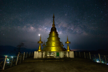 Milky Way at Wat Phra That Rattana Chedi Tham Mae U Su,  District Tha Song Yang, Province Tak...