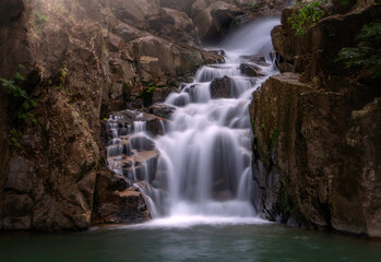 Fototapeta na wymiar Beautiful waterfall Namtok Phlio, Phlio waterfall national park in Chanthaburi Province Thailand.