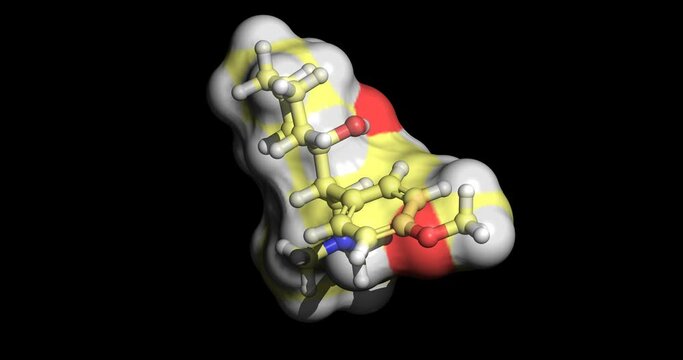 Venlafaxine, drug for major depression, generalized or social anxiety disorder, and panic disorder, 3D molecule spinning, 4K 