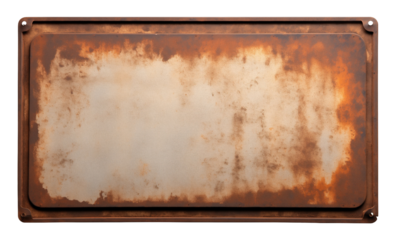 Rusted surface on a metal plate isolated on transparent background. PNG file, cut out