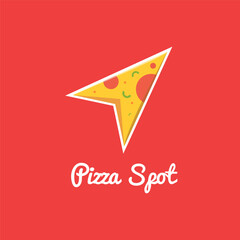 Pizza Logo illustration vector design, isolated in red background