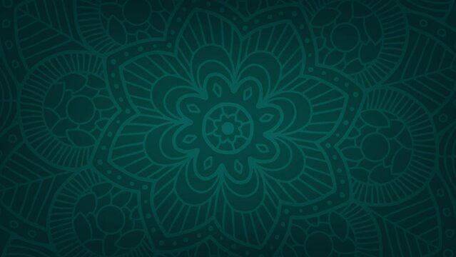 Abstract horizontal mandala 4k video footage, colorful floral vintage decorative element's, Mandala animation with seamless looping, Editable background.