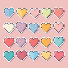 Heart shapes icon set pattern design