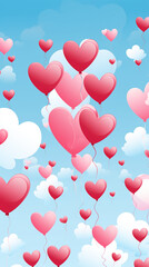 valentine&rsquo;s day heart balloon pattern created with Generative Ai