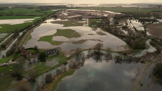 Aerial View of floods, Driffield East Yorkshire.