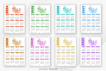 New year wall calendar and colorful abstract  business template design - obrazy, fototapety, plakaty