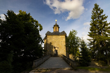 Fototapeta na wymiar Hvezda church in Broumovske steny, Eastern Bohemia, Czech Republic