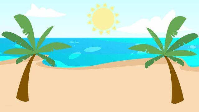 Cartoon Beach view in 2d animation