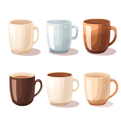 set of cups on a transparent background, PNG is easy to use.