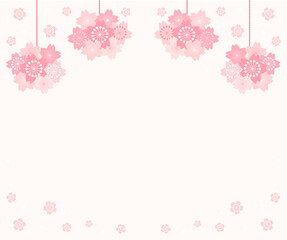 桜の花の背景フレーム　フラワーボールのベクターイラスト