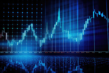 stock market investment trading on blue background. Economic trends business. - obrazy, fototapety, plakaty