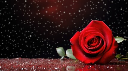 A love background with a red rose. Valentine's day romantic theme.