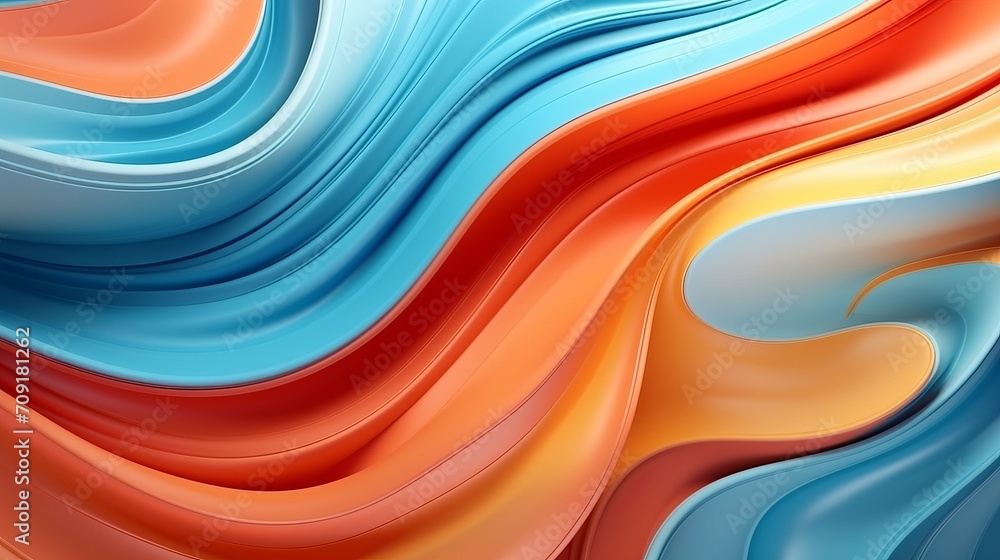 Poster vibrant abstract 3d rendering: colorful liquid flow in dynamic wavy background